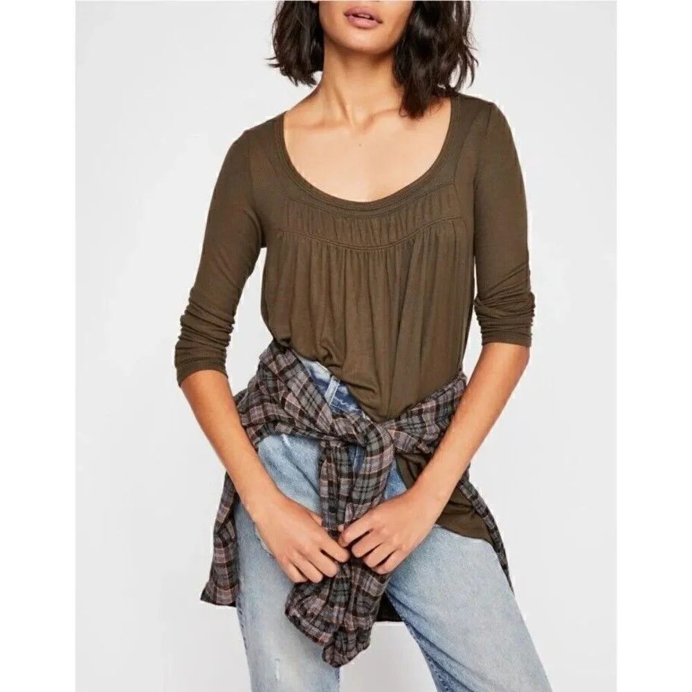 FREE PEOPLE We The Free Love Valley Top Stylish Green Women's Size M